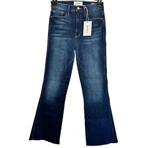 Frame Le Sylvie Kick Boot Size 26 Raw Hem Stretchy Dark Wash Jeans NWT $225